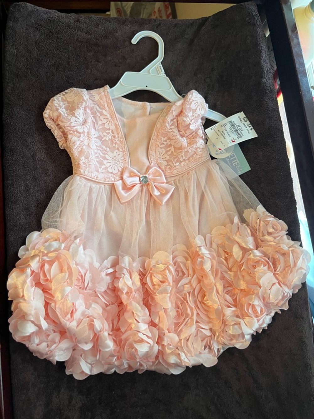 Baby Girls' Pink Floral Ruffle Tulle Dress with Bow